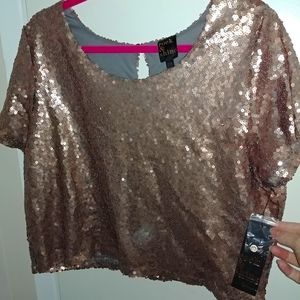 Gold Sequin Crop Top